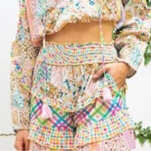 Anthropologie Barok Paris Womens Island Passage High Rise Patchwork Shorts -Sz L